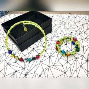 Beaded necklace and bracelet set